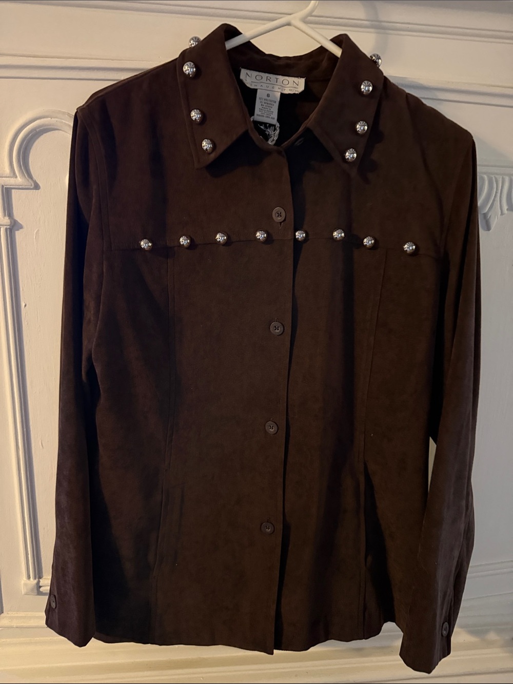 Norton McNaughton Dark Brown Studded Button-Front Jacket